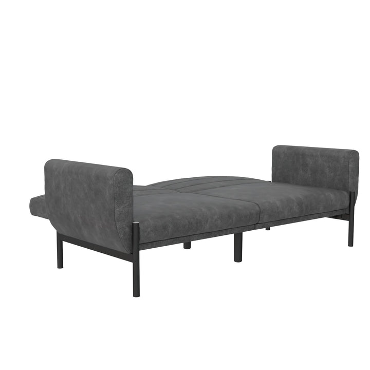 Sally Futon Sofa Bed and Couch Sleeper - Distressed Charcoal Black