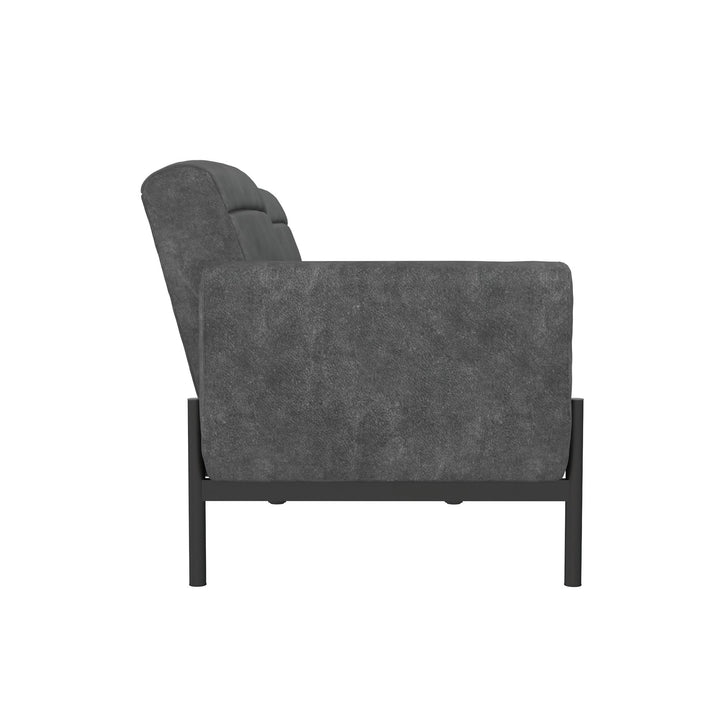 Sally Futon Sofa Bed and Couch Sleeper - Distressed Charcoal Black