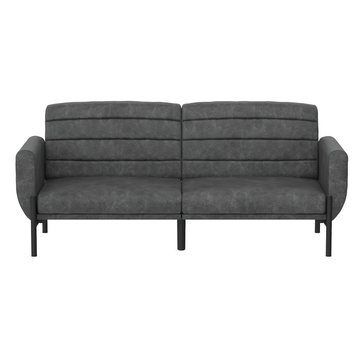 Sally Futon Sofa Bed and Couch Sleeper - Distressed Charcoal Black