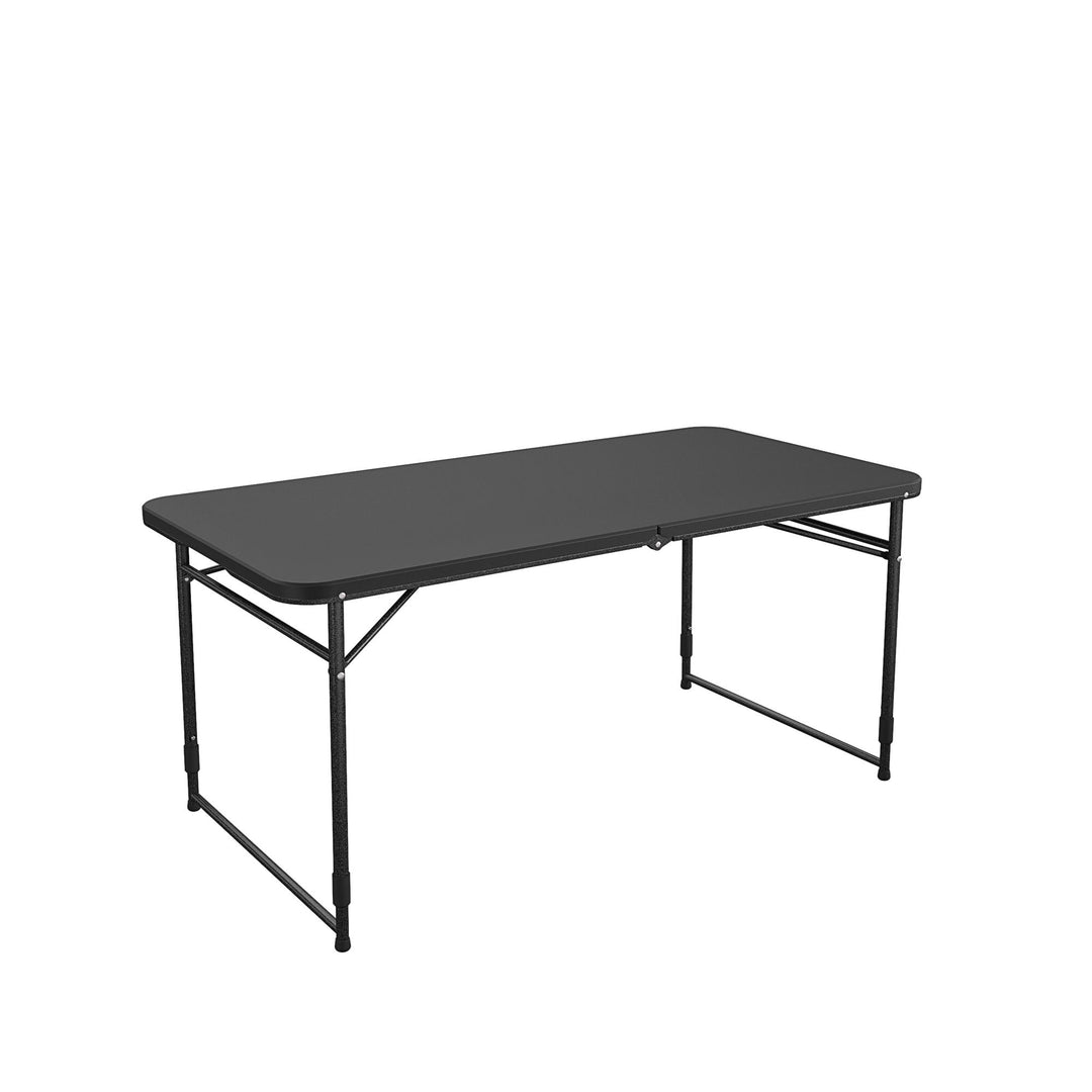 4 ft. Fold in Half Adjustable Height Indoor/Outdoor Utility Table - Black