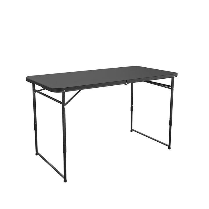 4 ft. Fold in Half Adjustable Height Indoor/Outdoor Utility Table - Black