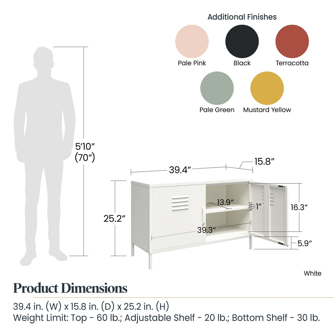 Shadwick 2 Door Wide Metal Locker Accent Storage Cabinet - White