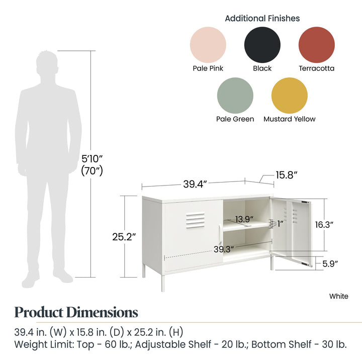 Shadwick 2 Door Wide Metal Locker Accent Storage Cabinet - White