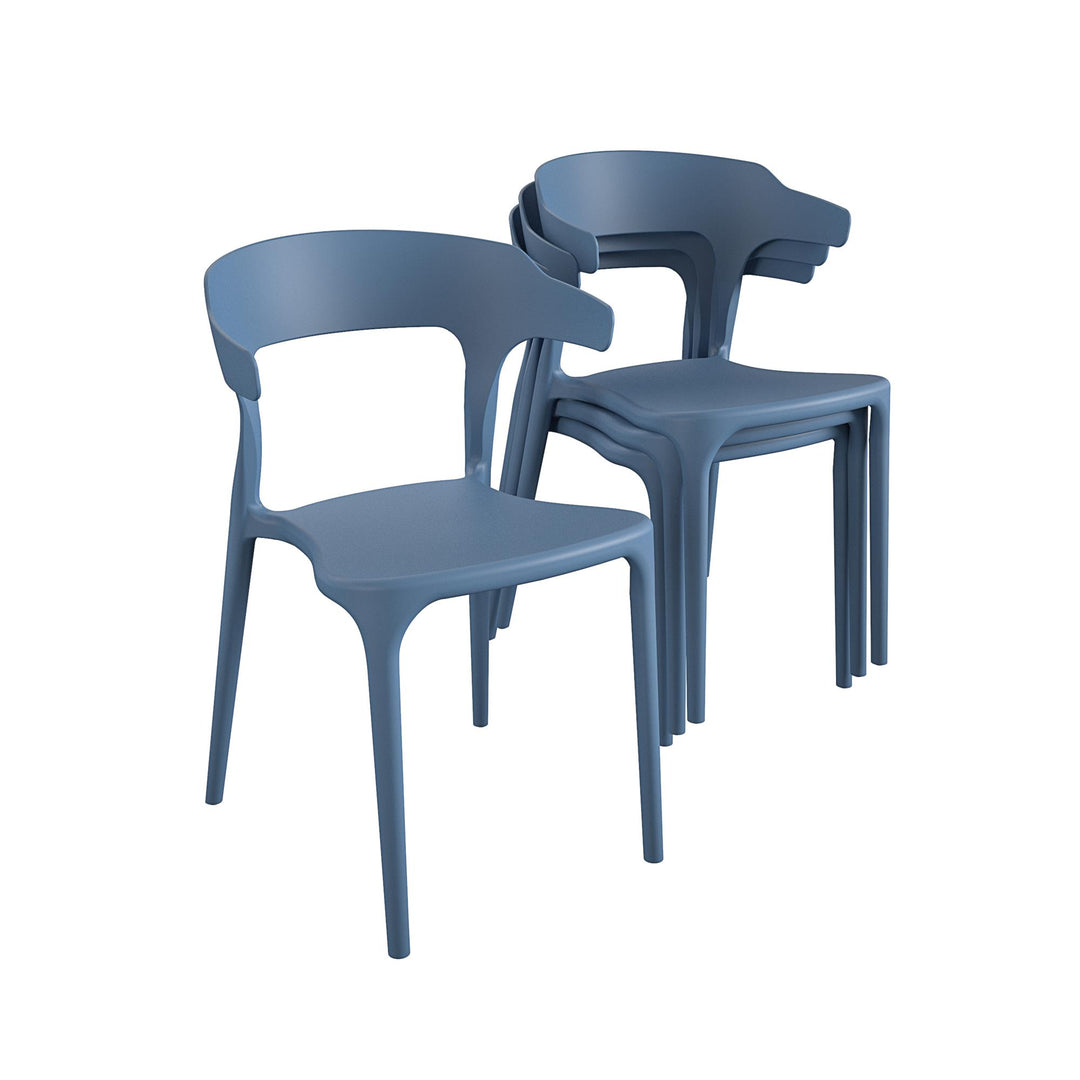 Poolside Collection Felix Indoor/Outdoor Stacking Dining Chairs, Set of 4 - French Blue - 4-Pack