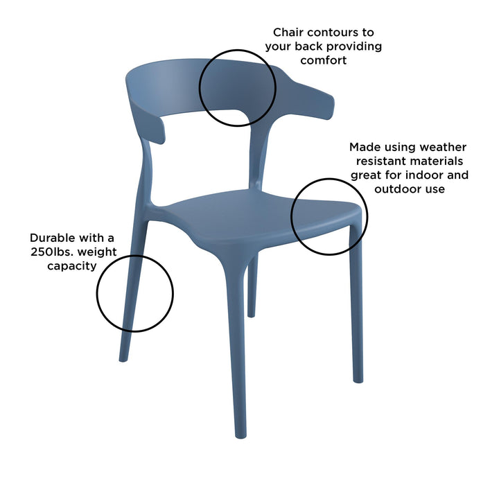 Poolside Collection Felix Indoor/Outdoor Stacking Dining Chairs, Set of 4 - French Blue - 4-Pack