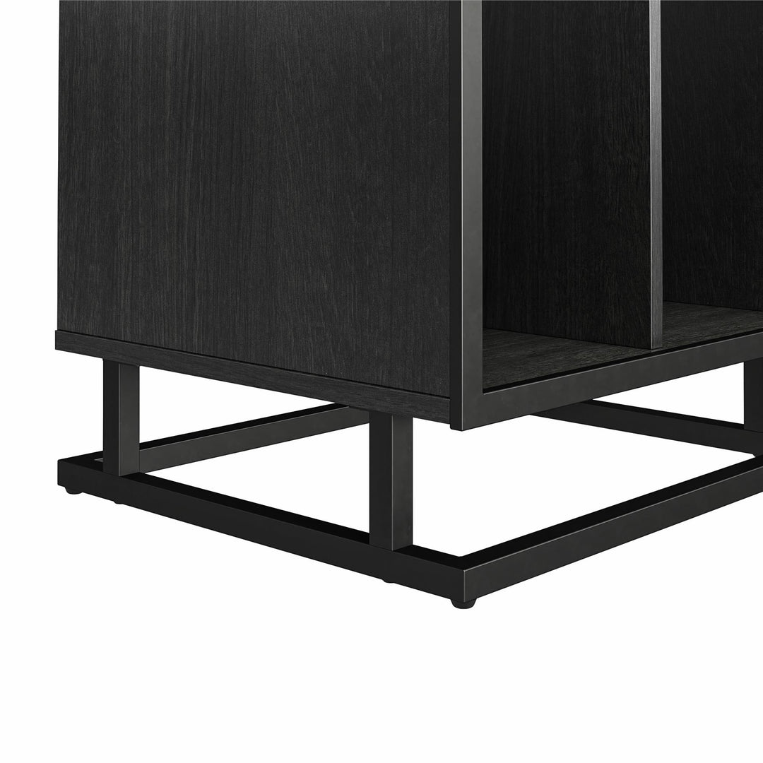 Regal Turntable Stand with 3 Open Cubbies - Black Oak