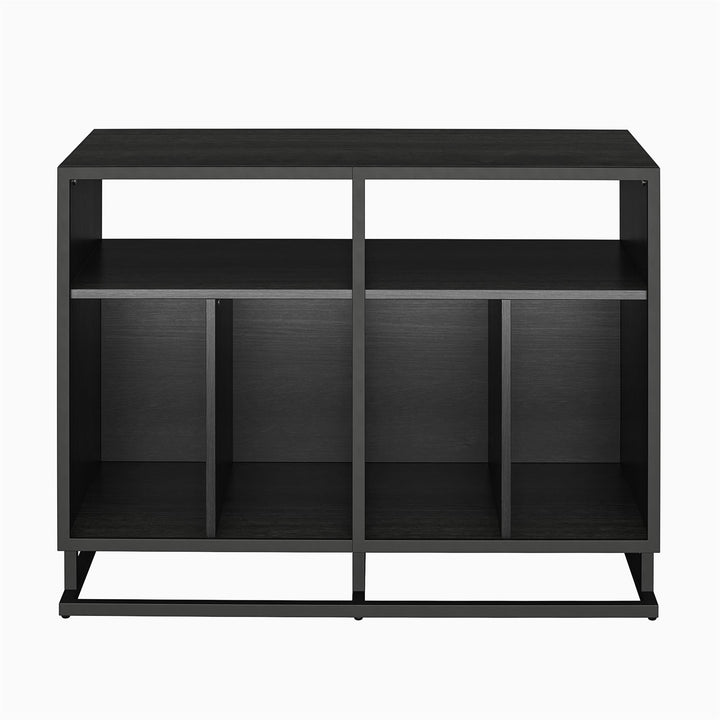 Regal Double Wide Record Station with 6 Open Cubbies - Black Oak