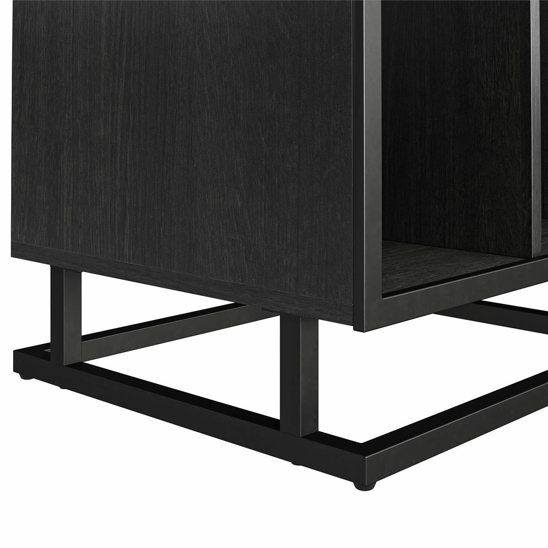 Regal Double Wide Record Station with 6 Open Cubbies - Black Oak