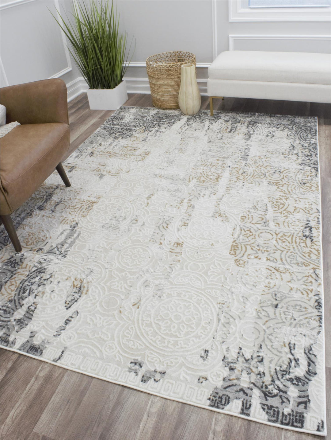 Living room ivory abstract rug -  N/A  -  8'0"x10'0"