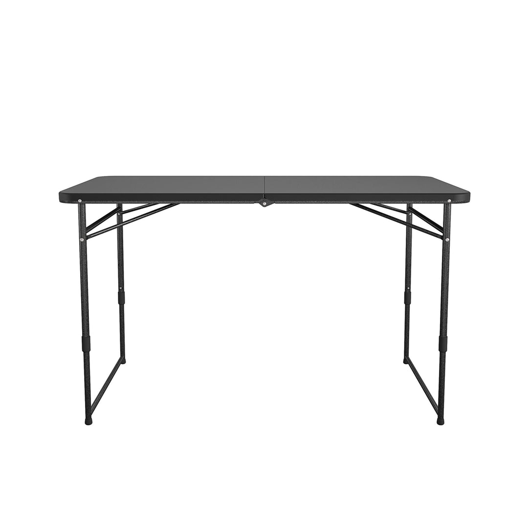 4 ft. Fold in Half Adjustable Height Indoor/Outdoor Utility Table - Black