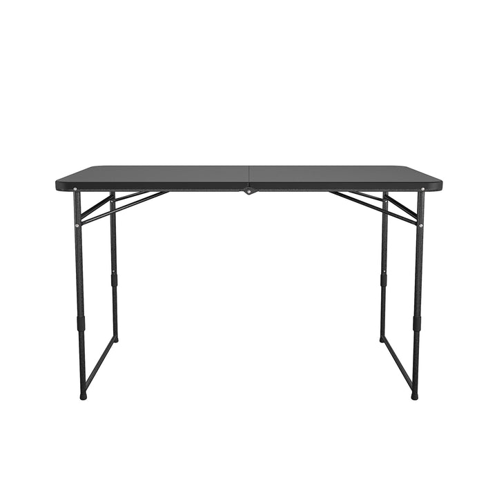 4 ft. Fold in Half Adjustable Height Indoor/Outdoor Utility Table - Black