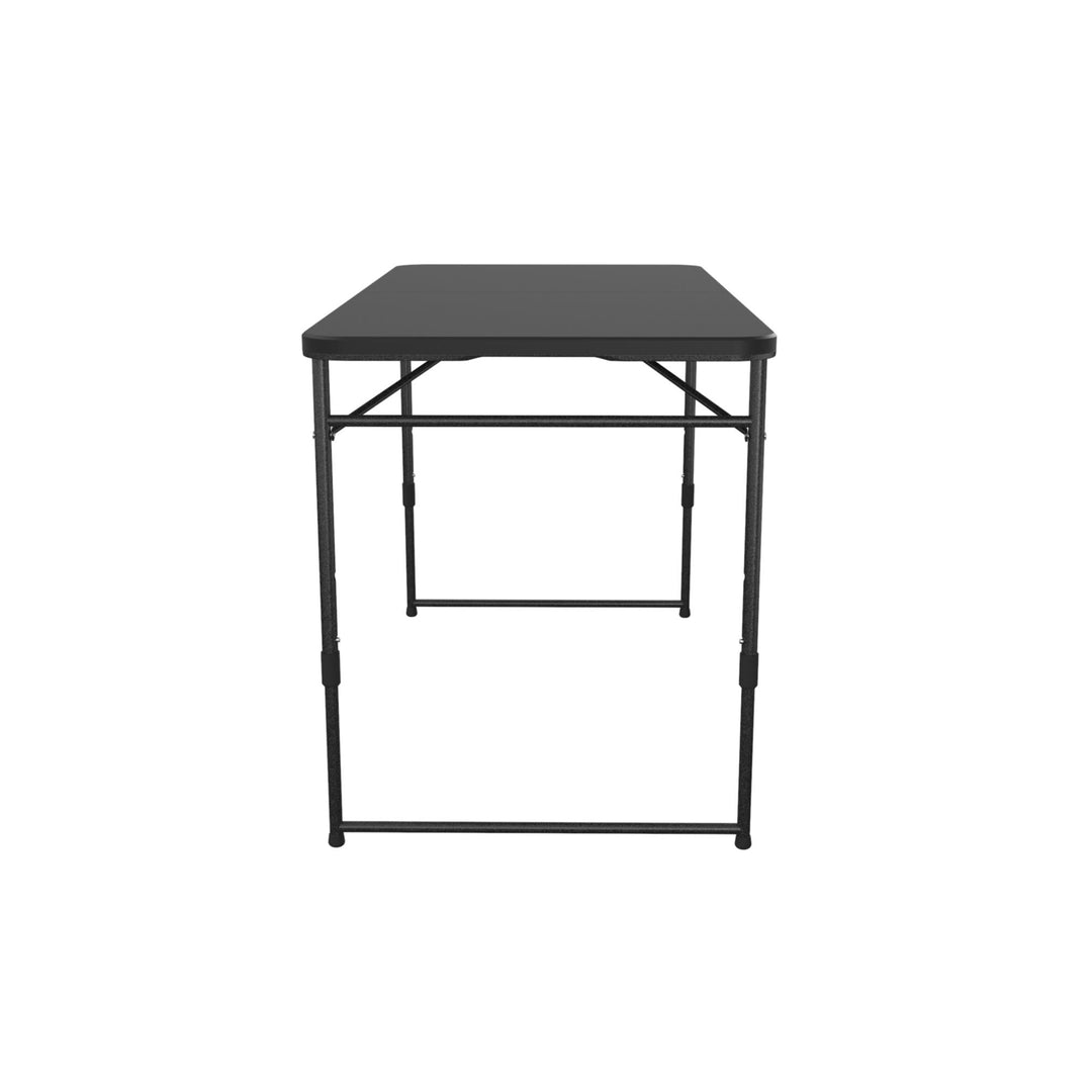 4 ft. Fold in Half Adjustable Height Indoor/Outdoor Utility Table - Black