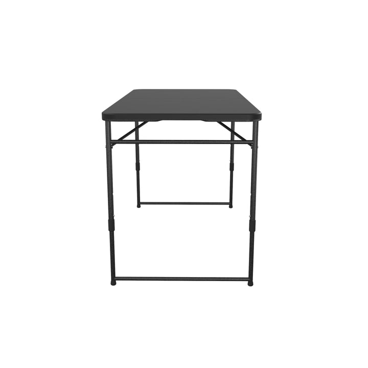 4 ft. Fold in Half Adjustable Height Indoor/Outdoor Utility Table - Black