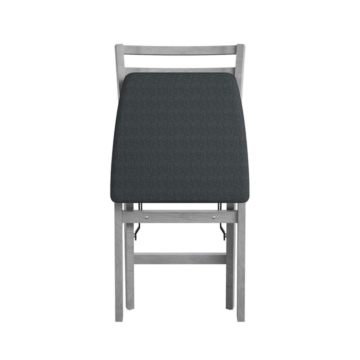 Contoured Back Wood Folding Chair with Fabric Seat, Set of 2 - Gray (Wood Grain)