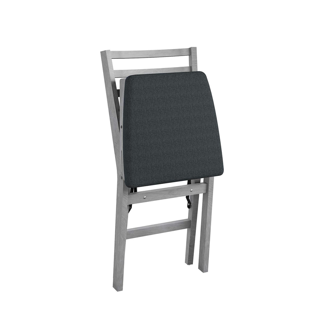 Contoured Back Wood Folding Chair with Fabric Seat, Set of 2 - Gray (Wood Grain)