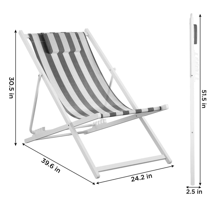 Poolside Gossip, Bebe Folding Beach Chair, Set of 2 - White/Black - 1-Pack