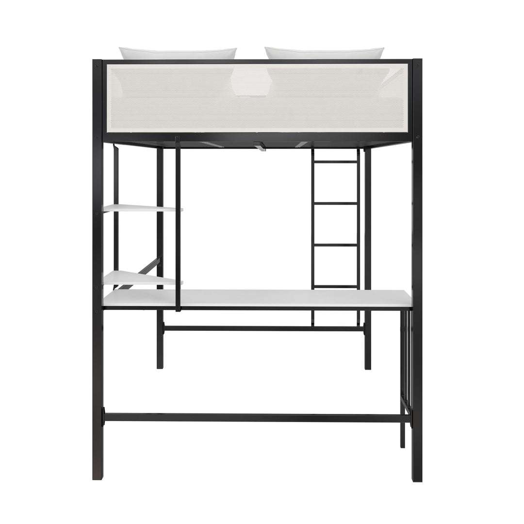 Axel Loft Bed with Desk & Shelves - Black - Full