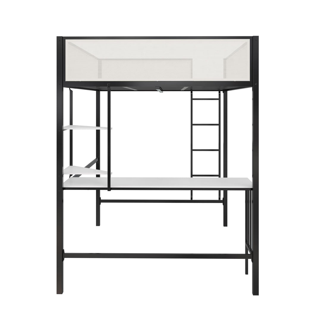 Axel Loft Bed with Desk & Shelves - Black - Full