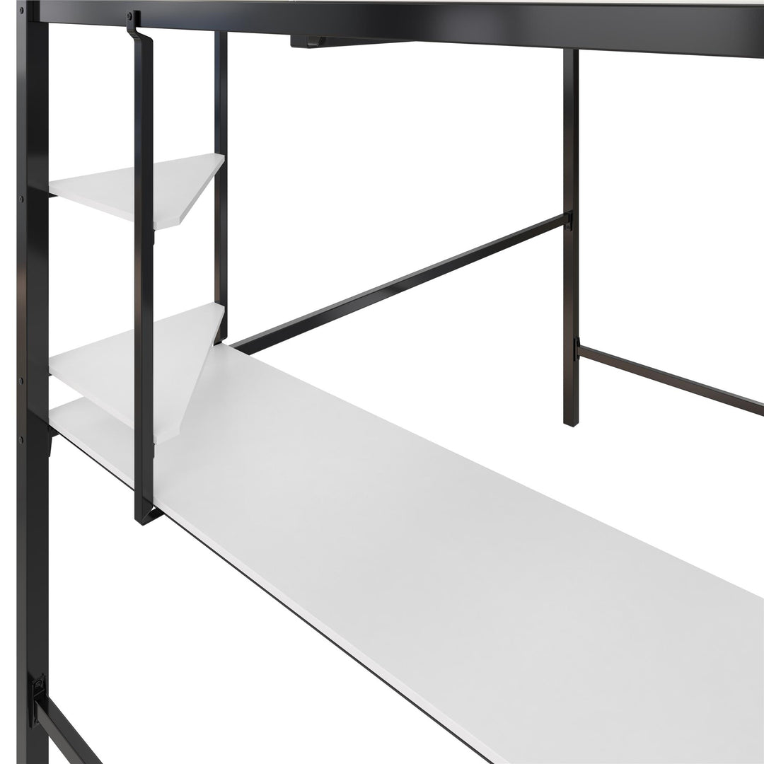 Axel Loft Bed with Desk & Shelves - Black - Full