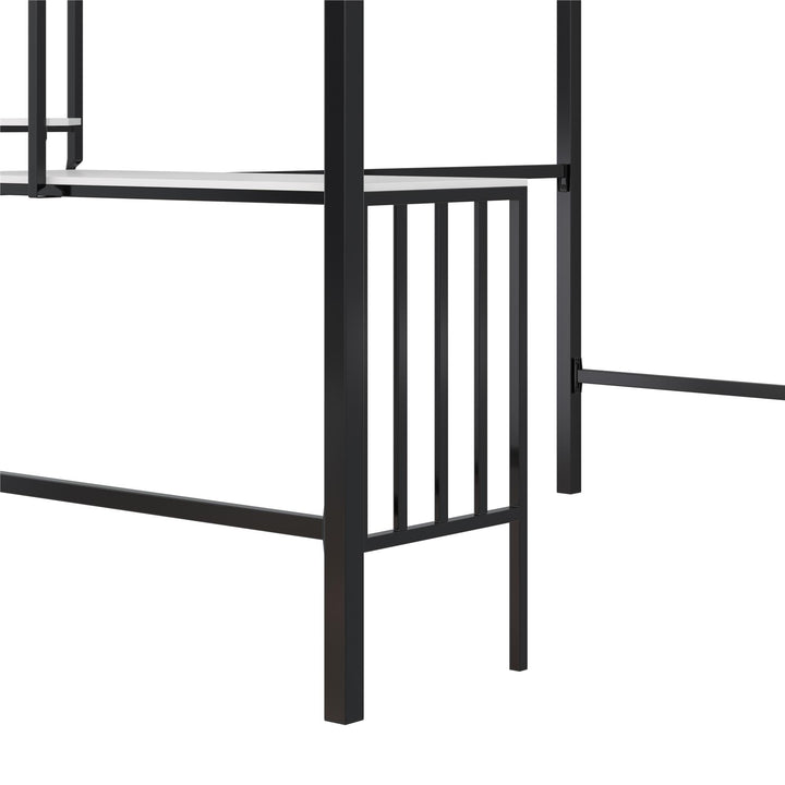 Axel Loft Bed with Desk & Shelves - Black - Twin