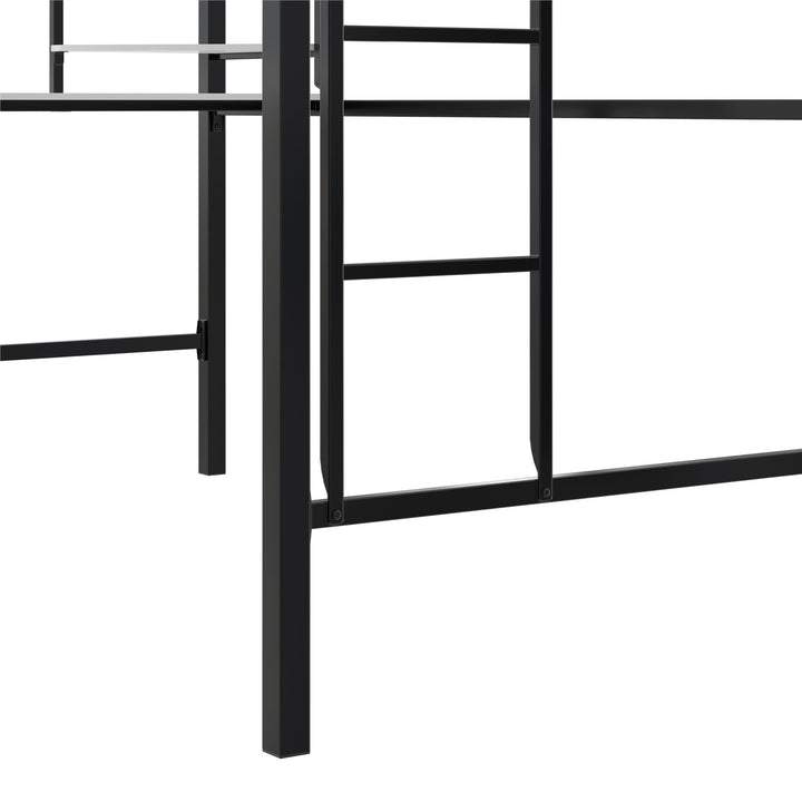 Axel Loft Bed with Desk & Shelves - Black - Twin