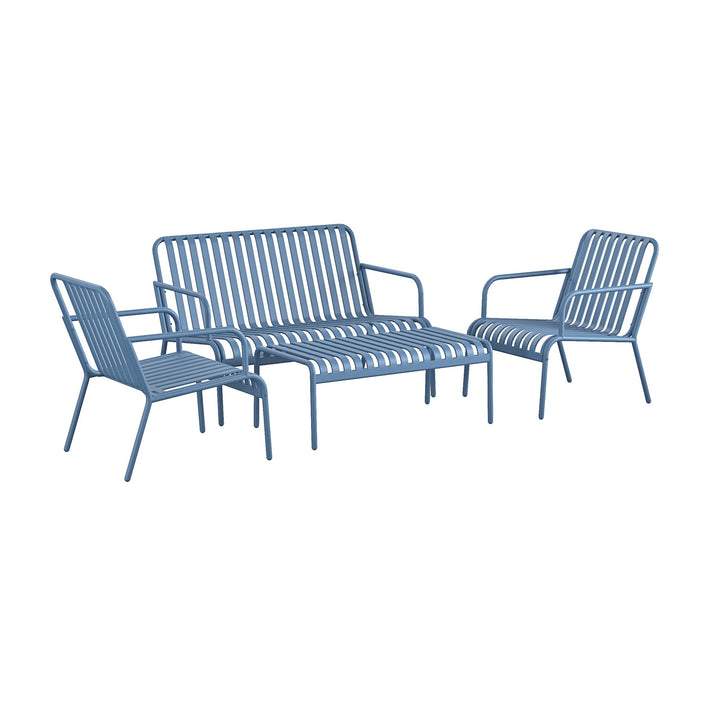 Poolside Gossip Ola 4 Piece All Steel Conversation Set - French Blue