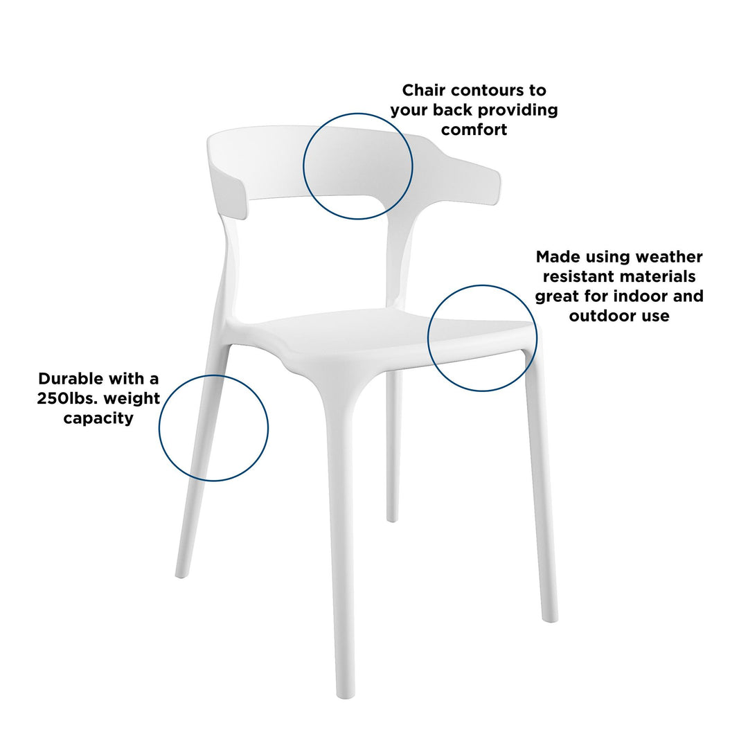 Felix Indoor/Outdoor Stacking Dining Chairs, Set of 4 - White - 4-Pack