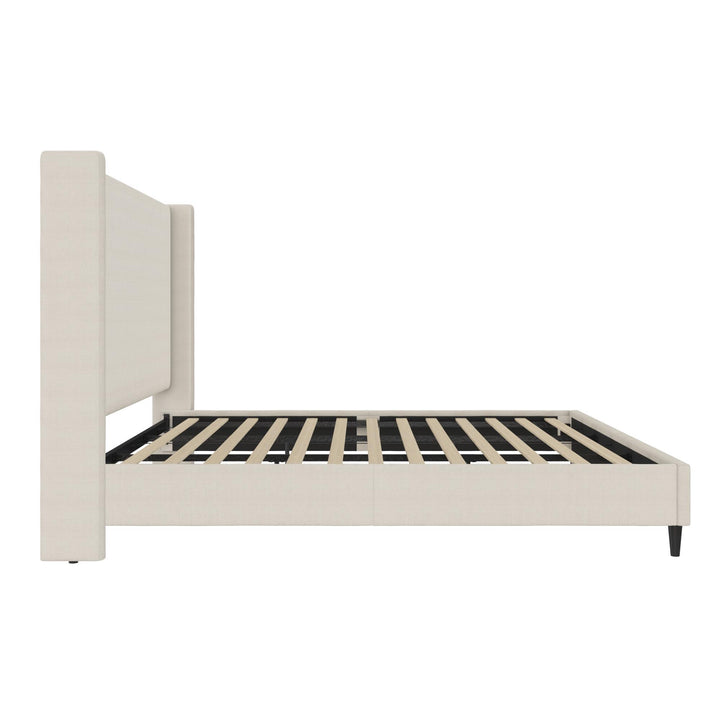 Eveline Upholstered Wingback Bed - Ivory Textured Canvas - King