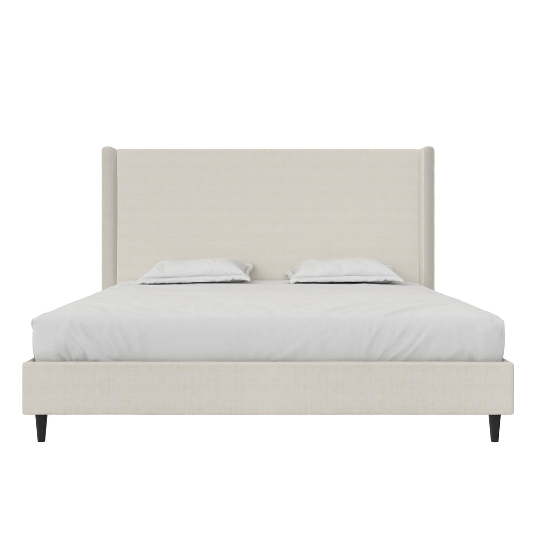 Eveline Upholstered Wingback Bed - Ivory Textured Canvas - King