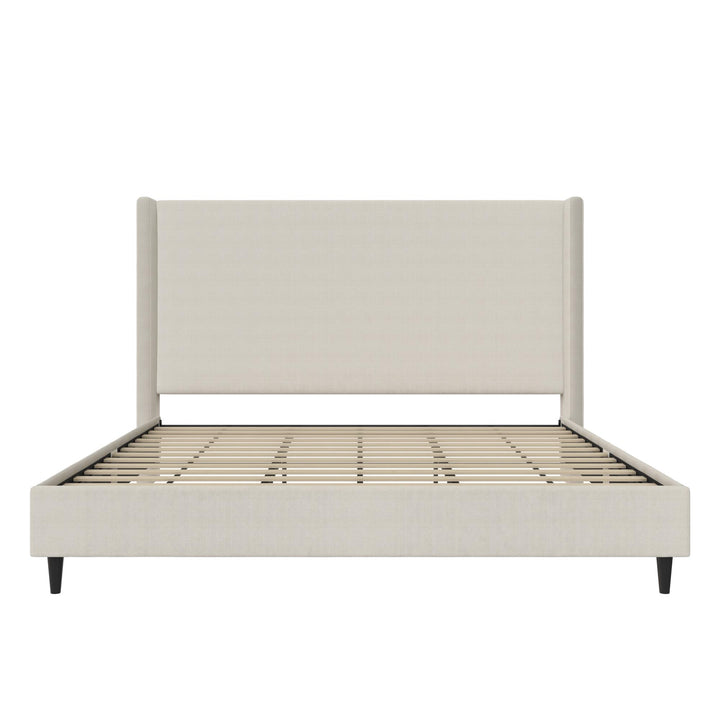 Eveline Upholstered Wingback Bed - Ivory Textured Canvas - King