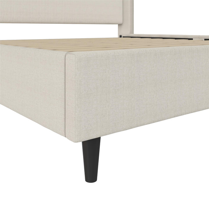 Eveline Upholstered Wingback Bed - Ivory Textured Canvas - King