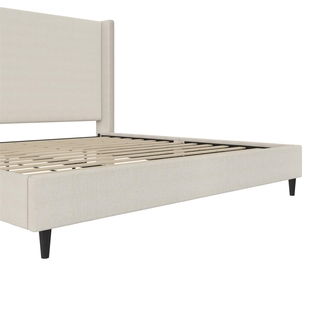 Eveline Upholstered Wingback Bed - Ivory Textured Canvas - King