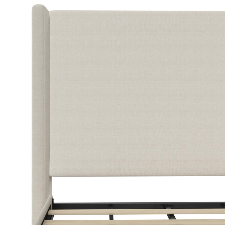 Eveline Upholstered Wingback Bed - Ivory Textured Canvas - King