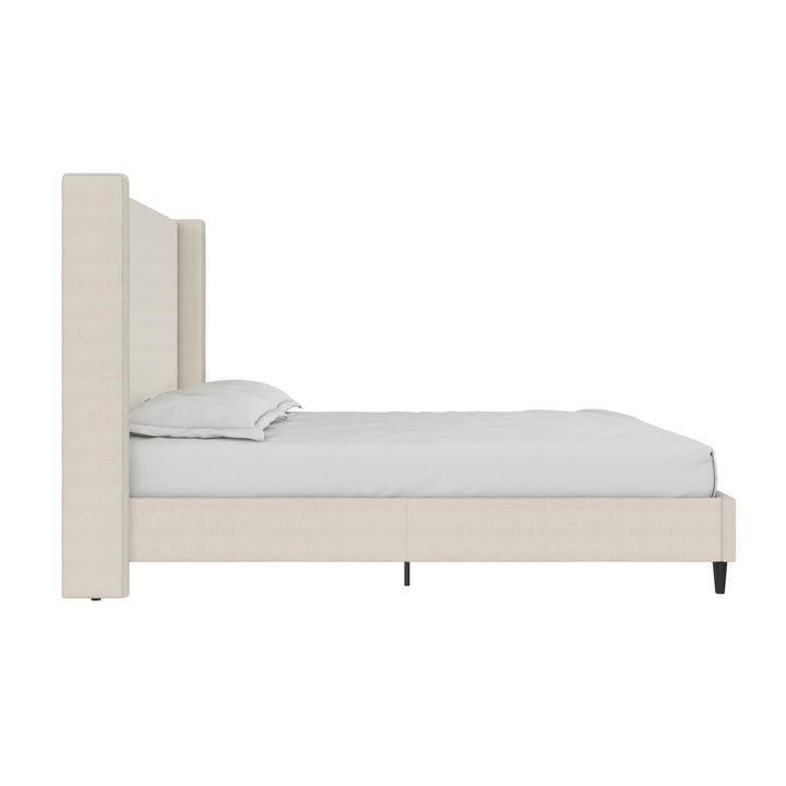 Eveline Upholstered Wingback Bed - Ivory Textured Canvas - Queen