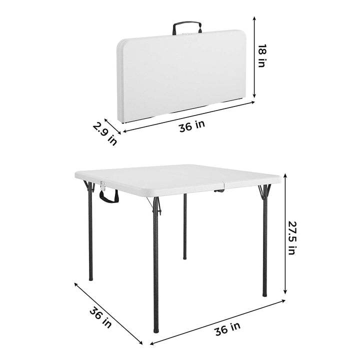 XL 36" Fold-in-Half Indoor/Outdoor Card Table with Handle - White