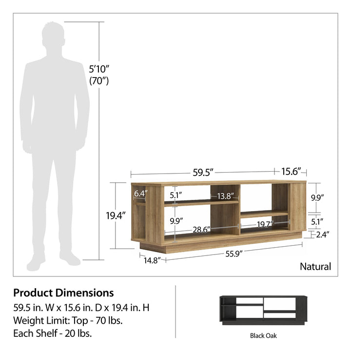 Knowle Contemporary TV Stand for TVs up to 60" - Natural