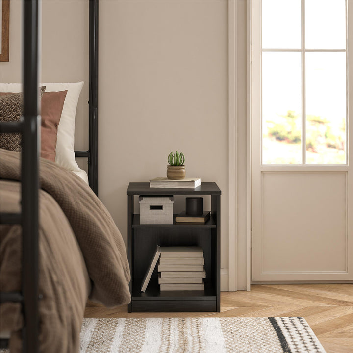 Heritage Nightstand with 1 Shelf and Cubby - Black Oak