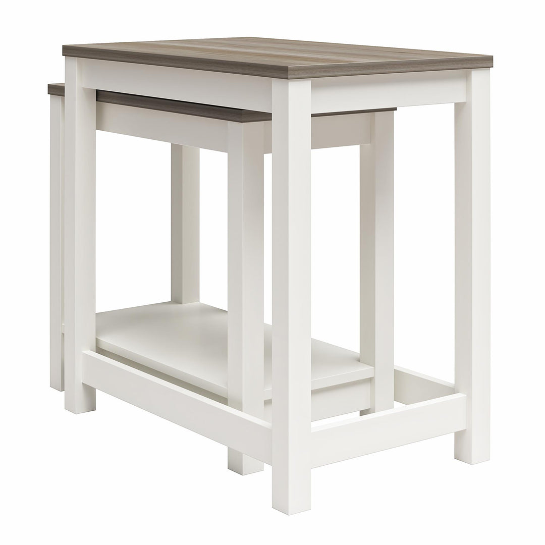 Chapel Hill Rustic Farmhouse Nesting Table 2-Piece Set - White