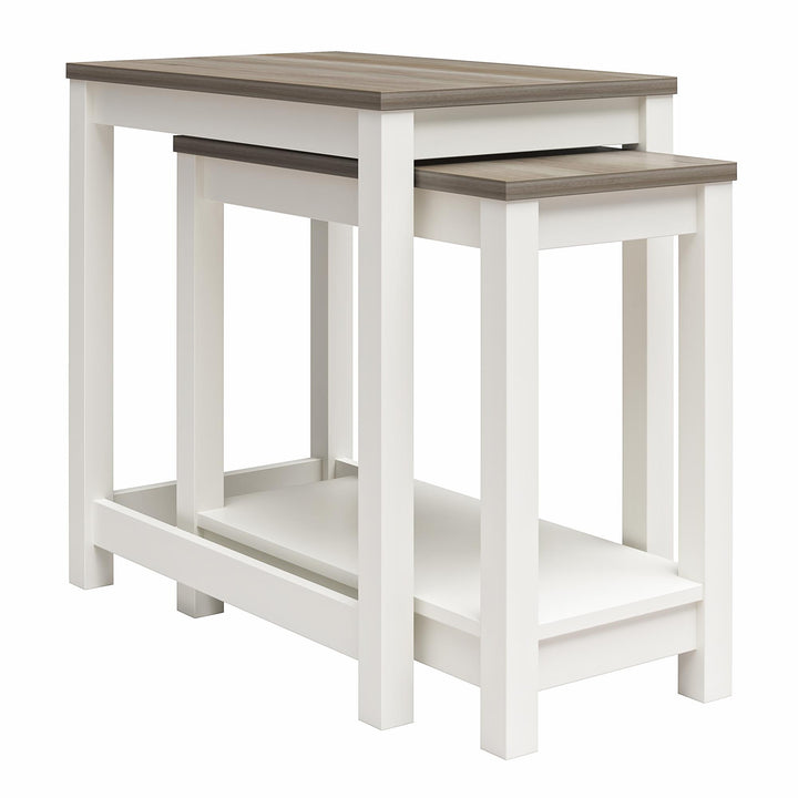 Chapel Hill Rustic Farmhouse Nesting Table 2-Piece Set - White