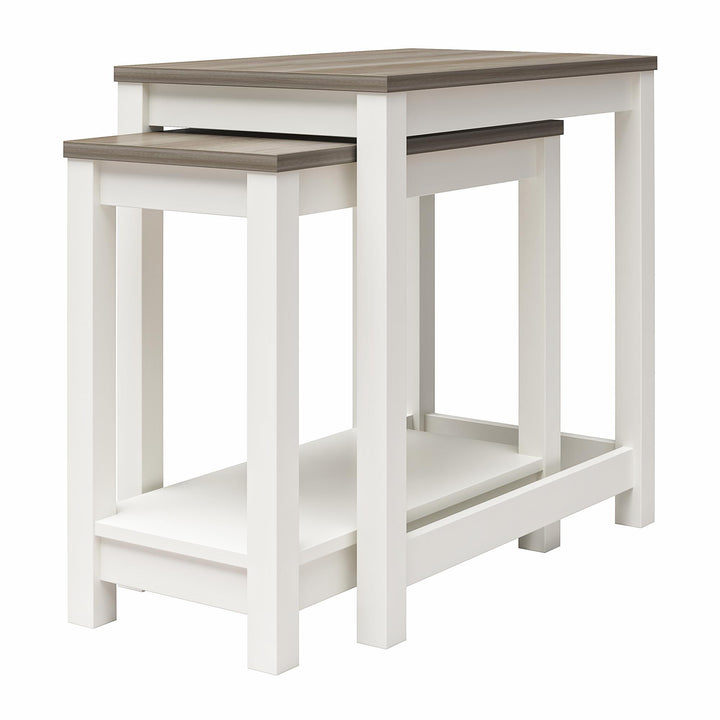 Chapel Hill Rustic Farmhouse Nesting Table 2-Piece Set - White