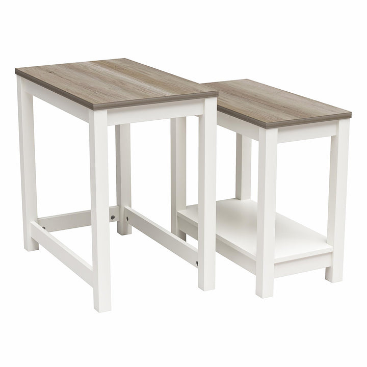 Chapel Hill Rustic Farmhouse Nesting Table 2-Piece Set - White