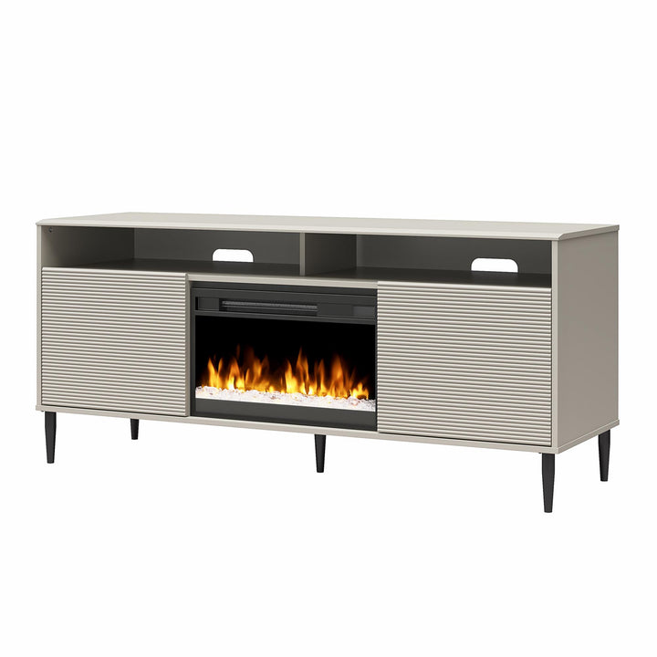 Daphne Fluted Contemporary Electric Fireplace TV Stand for TVs up to 70" - Taupe