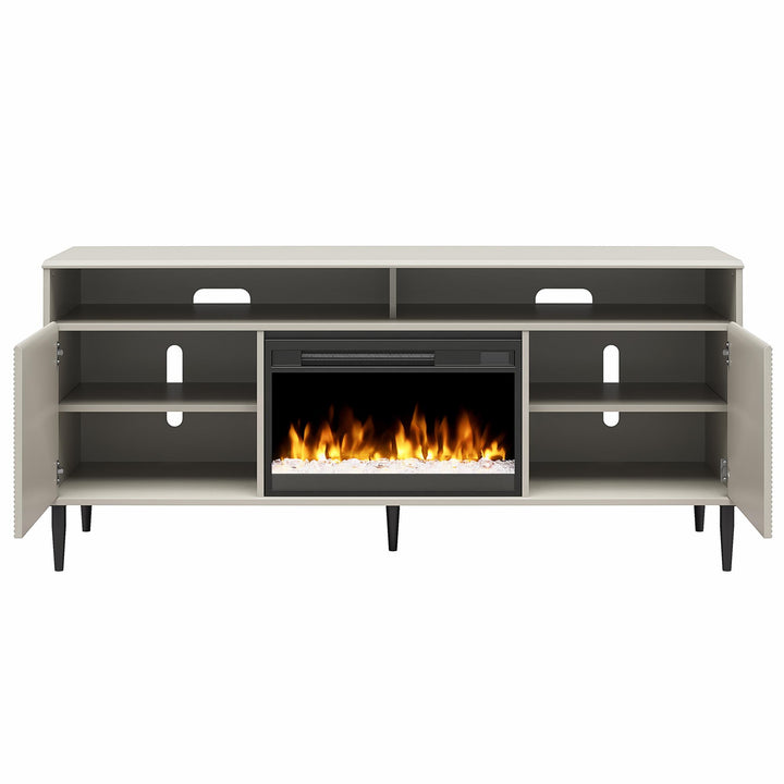 Daphne Fluted Contemporary Electric Fireplace TV Stand for TVs up to 70" - Taupe