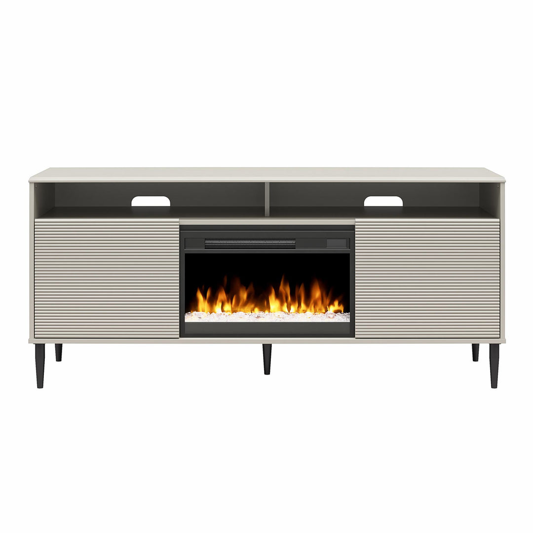 Daphne Fluted Contemporary Electric Fireplace TV Stand for TVs up to 70" - Taupe