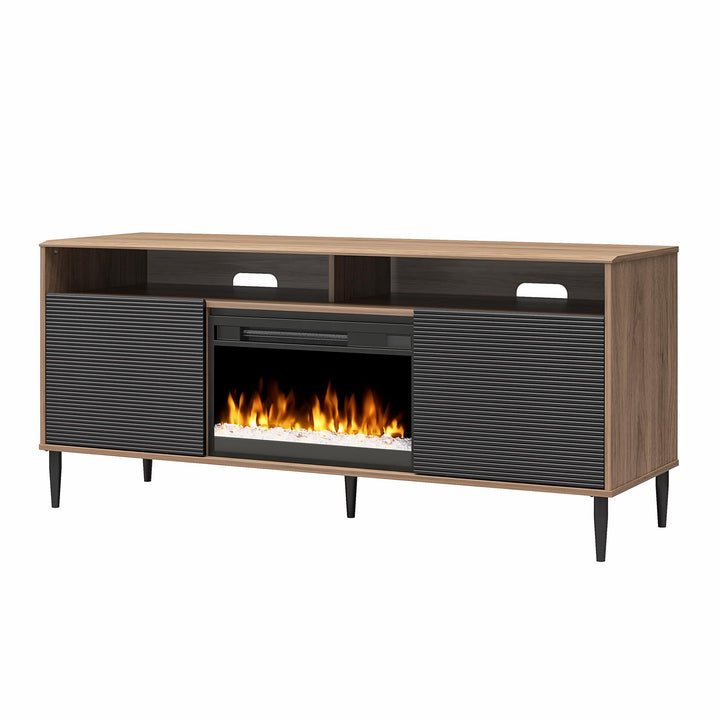 Daphne Fluted Contemporary Electric Fireplace TV Stand for TVs up to 70" - Danish Walnut