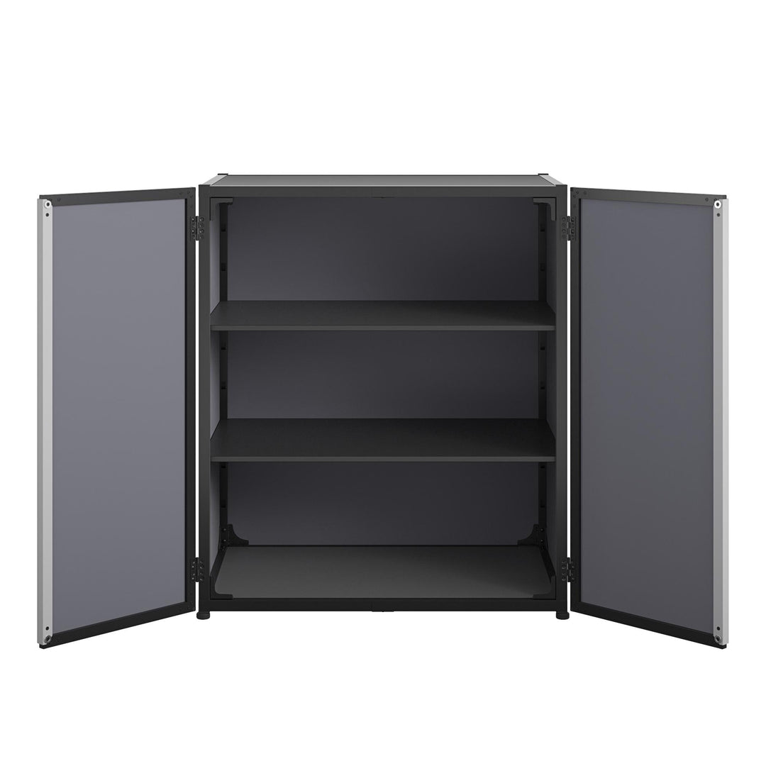 Freestanding Aluminum Garage Cabinet, Black and Gray - Gray