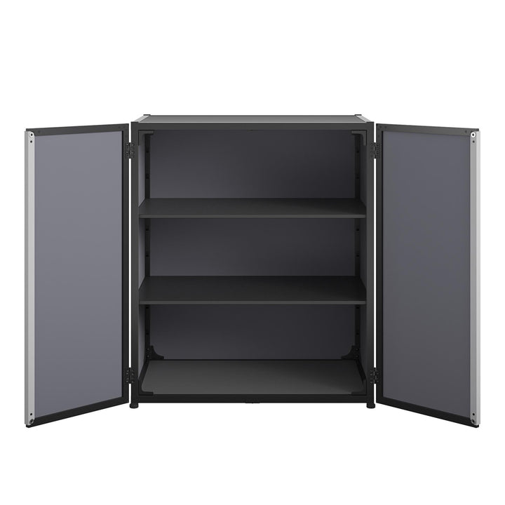 Freestanding Aluminum Garage Cabinet, Black and Gray - Gray