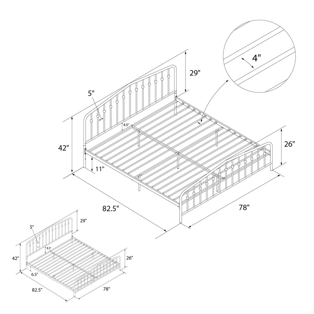 Bushwick Metal Platform Bed - Lavender - King