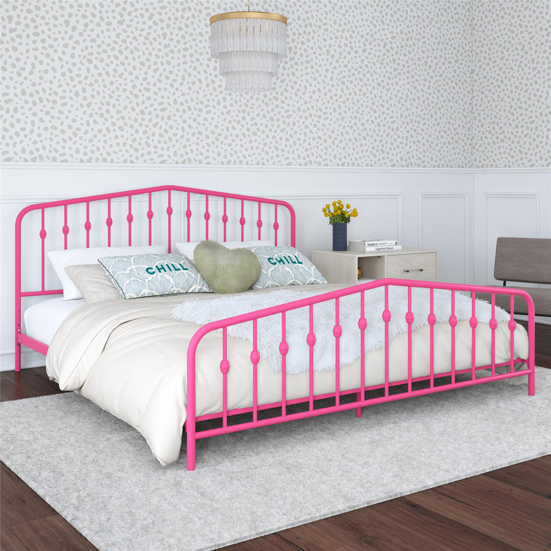 Bushwick Metal Platform Bed - Hot Pink - King