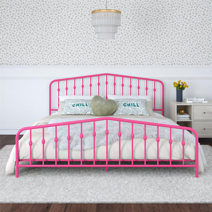 Bushwick Metal Platform Bed - Hot Pink - King